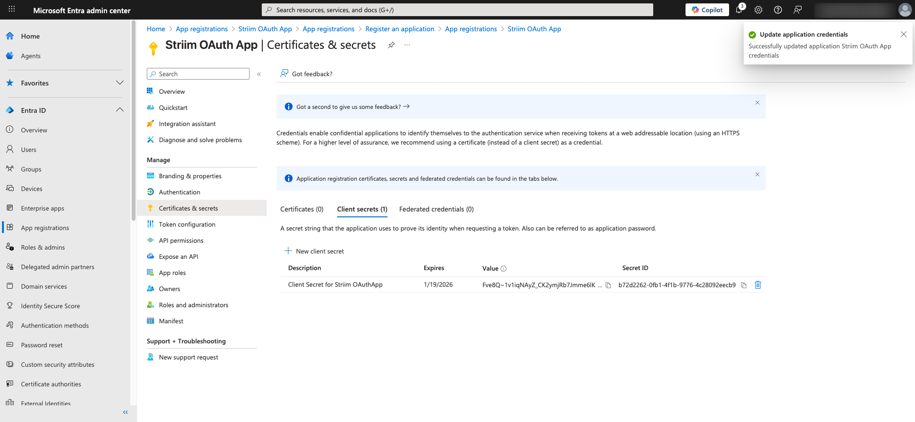Striim-OAuth-App-Microsoft-Entra-admin-center-AddedClientCert.png